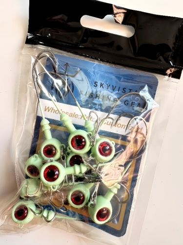 Glow-in-the-dark jig head hook with treble hook, fluorescent hook, hairtail-specific hook; 10 pieces per pack;